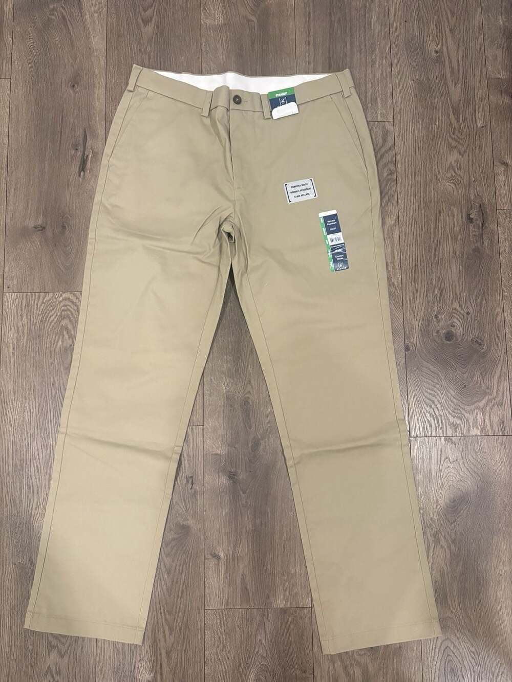 George Men's Premium Khaki Straight Fit Pants 36x32 Stone Wash